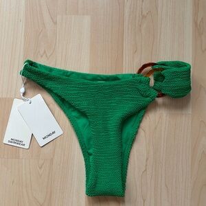 NWT Monday Swimwear Palm Green crinkle Brontë bottom, size S